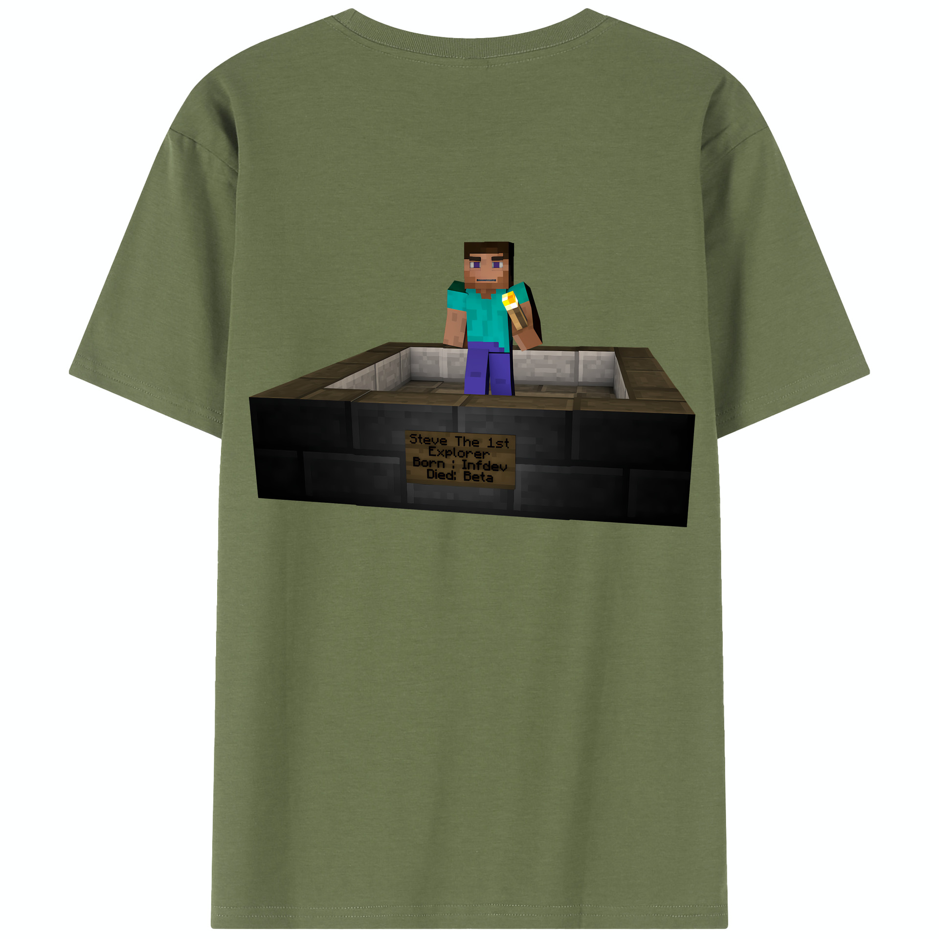 （画像用） マインクラフト ブロックの世界 Minecraft MC Block world 綿100％半袖Tシャツ（背面プリント）